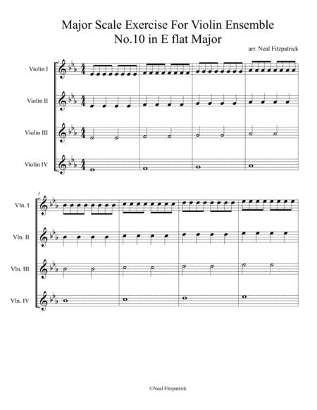 Free Sheet Music Major Scale Exercise For Violin Ensemble No 10 In E Flat Major