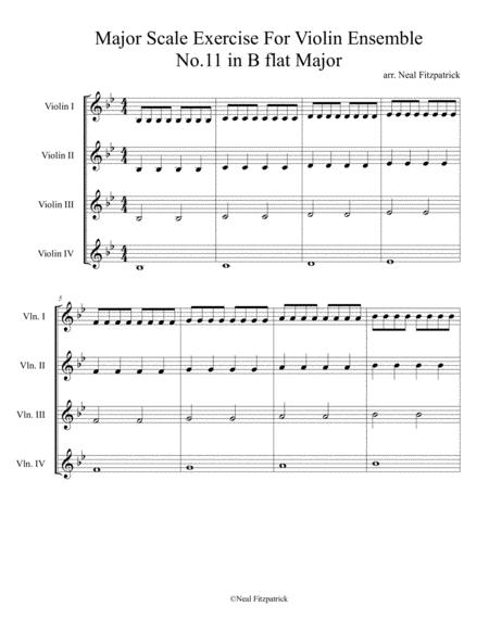 Free Sheet Music Major Scale Exercise For Violin Ensemble No 11 In B Flat Major