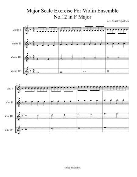 Major Scale Exercise For Violin Ensemble No 12 In F Major Sheet Music