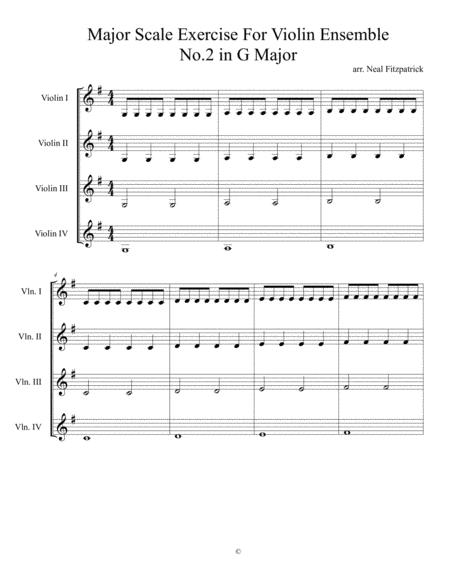 Major Scale Exercise For Violin Ensemble No 2 In G Major Sheet Music