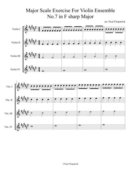 Major Scale Exercise For Violin Ensemble No 7 In F Sharp Major Sheet Music