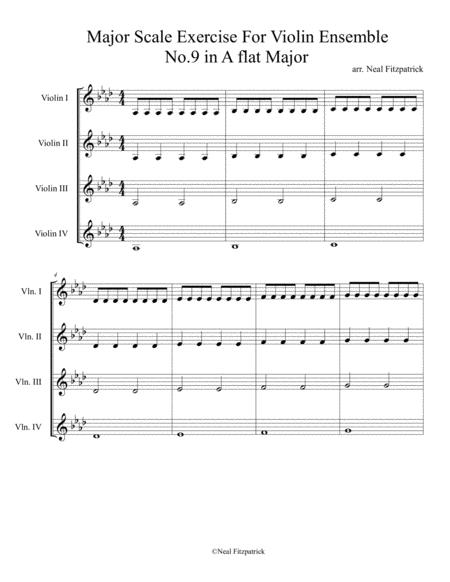 Free Sheet Music Major Scale Exercise For Violin Ensemble No 9 In A Flat Major