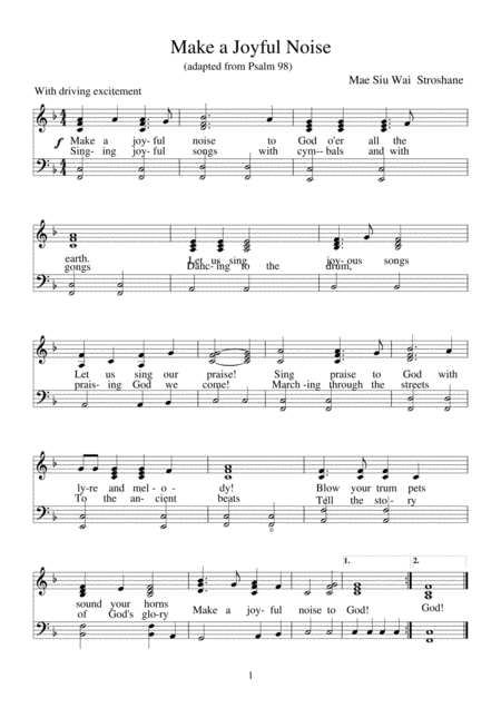 Free Sheet Music Make A Joyful Noise Adapted From Psalm 98