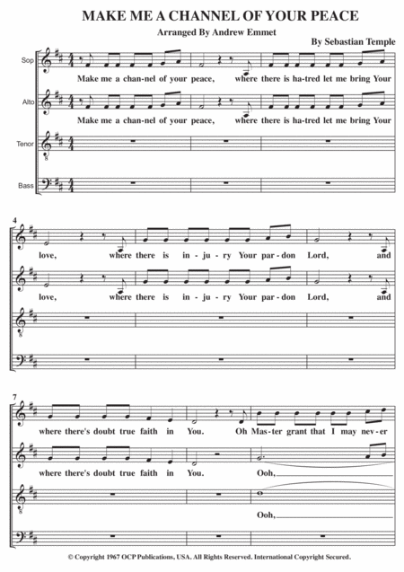 Free Sheet Music Make Me A Channel Of Your Peace A Cappella