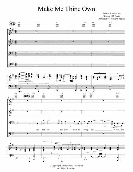 Free Sheet Music Make Me Thine Own