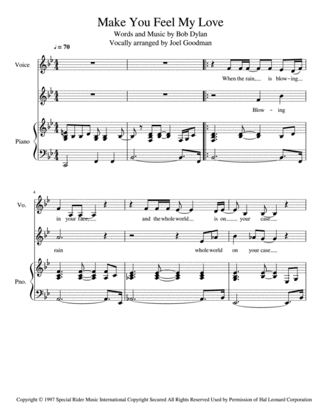 Make You Feel My Love Vocal Duet Sheet Music