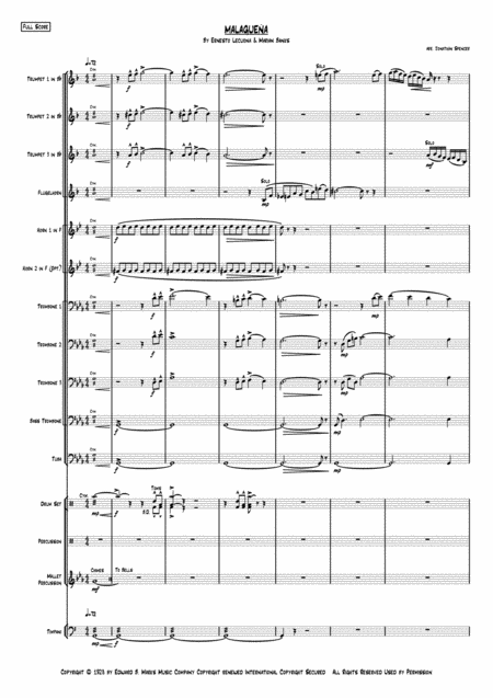 Malaguea For Brass Ensemble And Percussion Sheet Music