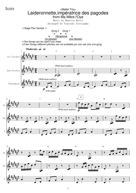 Free Sheet Music Mallet Trio Laideronnette Impratrice Des Pagodes From Ma Mre L Oye