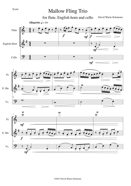 Mallow Fling Trio For Flute English Horn And Cello Sheet Music