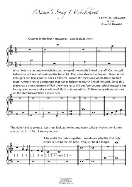 Free Sheet Music Mamas Song