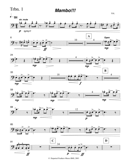 Mambo Trombone 1 Part Sheet Music