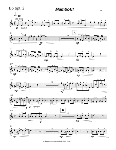 Mambo Trumpet In Bb 2 Part Sheet Music