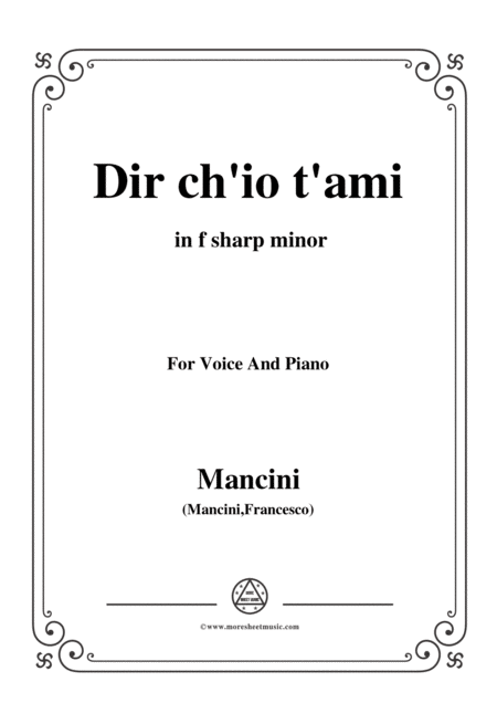 Free Sheet Music Mancini Dir Ch Iot Ami In F Sharp Minor For Voice And Piano