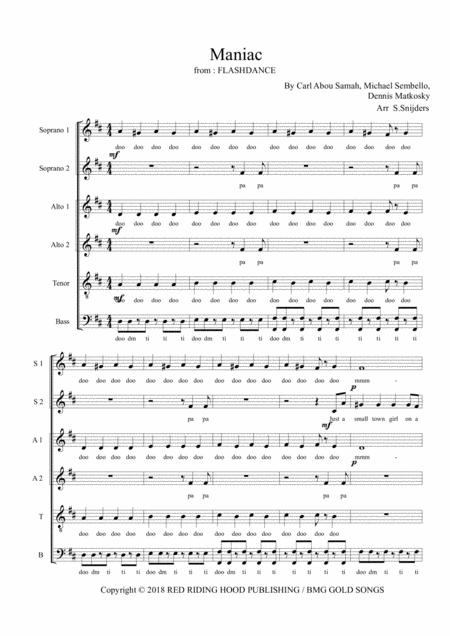 Free Sheet Music Maniac Ssaatb A Capella