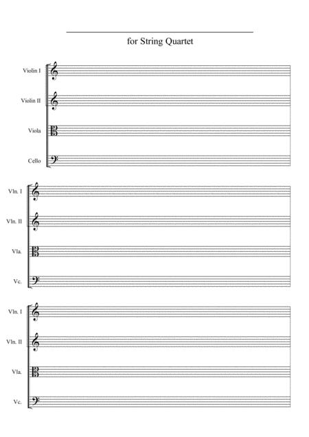 Manuscript Paper For String Quartet A4 Sheet Music