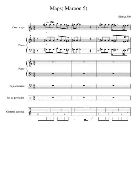 Free Sheet Music Maps Contrabajo Dos Pianos Bajoelectrico Percusin