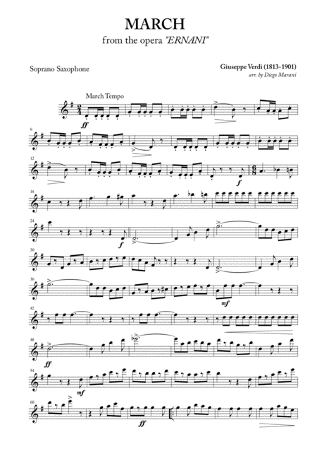 March From Ernani For Saxophone Quartet Sheet Music