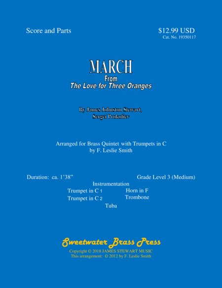 Free Sheet Music March From The Love For Three Oranges Quintet With C Trumpets