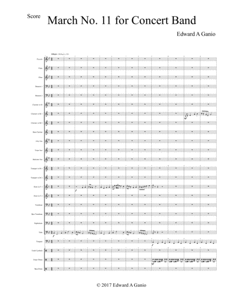 March No 11 For Concert Band Sheet Music