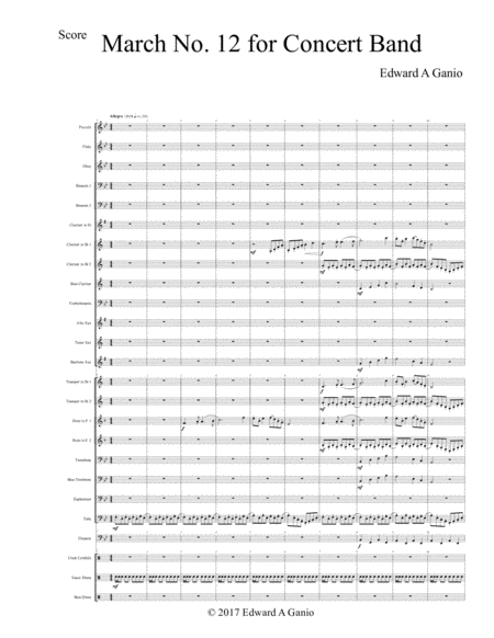 March No 12 For Concert Band Sheet Music