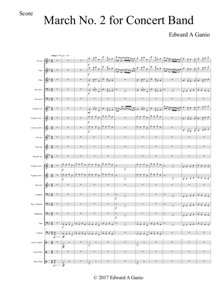 March No 2 For Concert Band Sheet Music