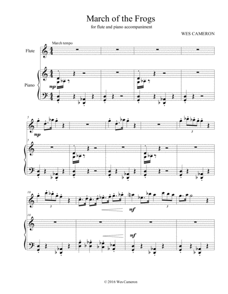 Free Sheet Music March Of The Frogs For Flute And Piano