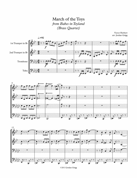 March Of The Toys From Babes In Toyland Brass Quartet Sheet Music