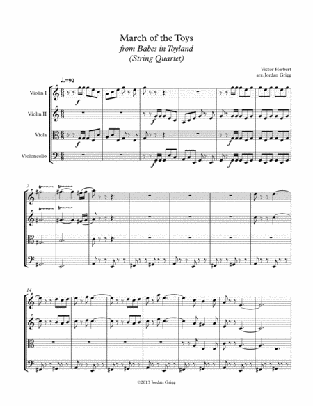 March Of The Toys From Babes In Toyland String Quartet Sheet Music