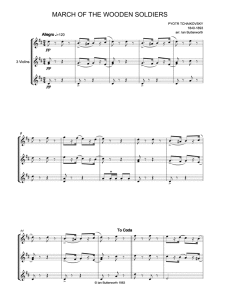 March Of The Wooden Soldiers Album For The Young For 3 Violins Sheet Music