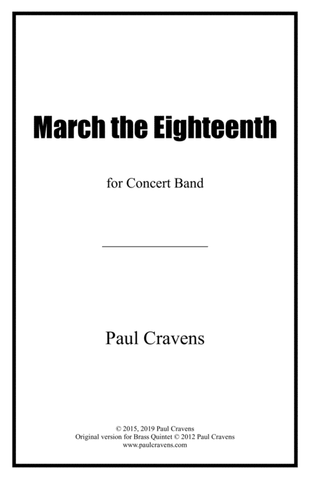 March The Eighteenth Concert Band Score And Parts Sheet Music