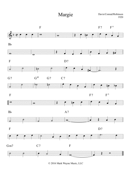 Free Sheet Music Margie