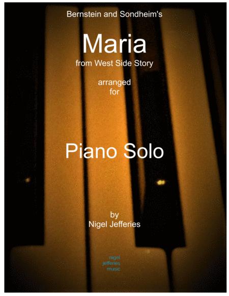 Maria From West Side Story Arranged For Piano Solo Sheet Music