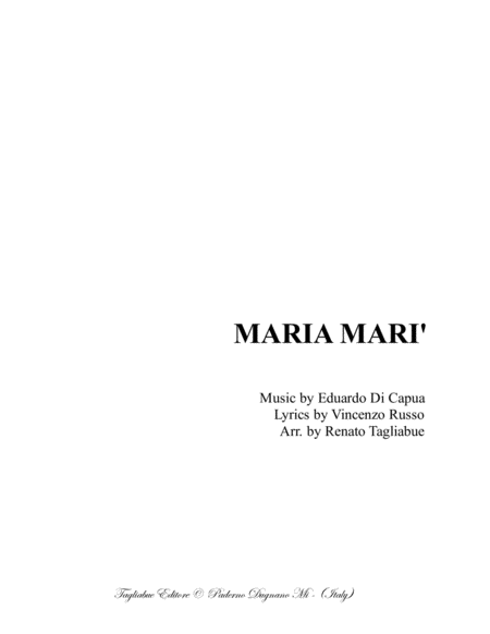 Free Sheet Music Maria Mari Neapolitan Folk Song Arr For Sabar Choir