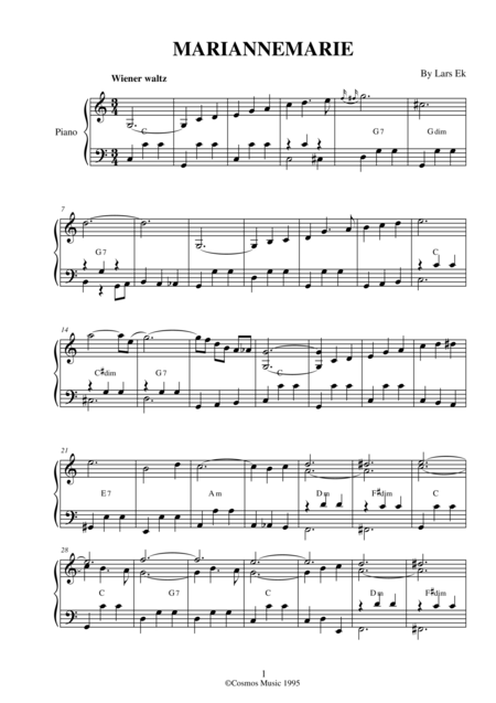 Free Sheet Music Mariannemarie