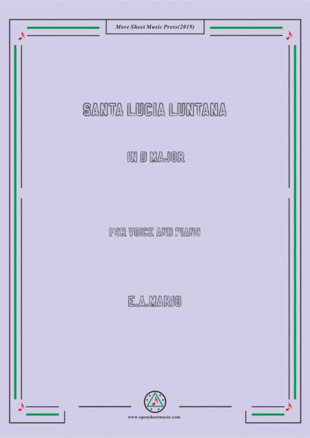 Mario Santa Lucia Luntana In D Major Sheet Music