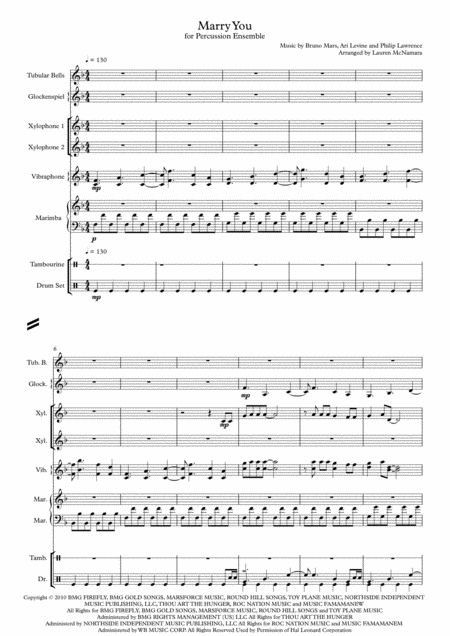 Marry You Percussion Ensemble Sheet Music