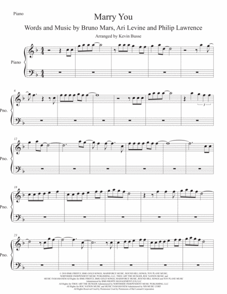 Free Sheet Music Marry You Piano