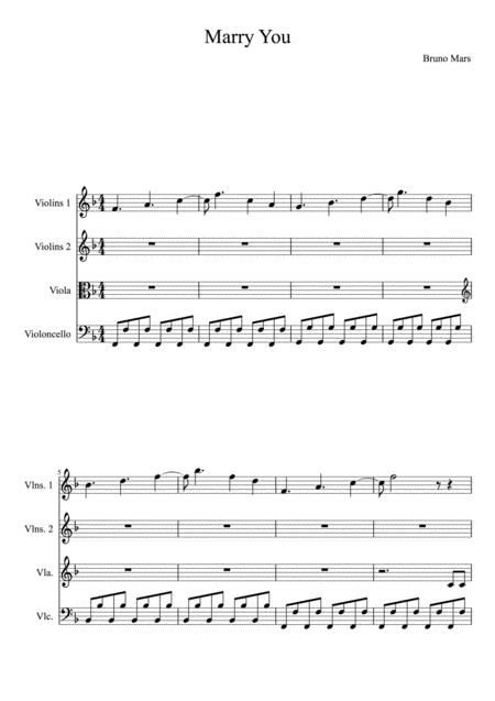 Free Sheet Music Marry You String Quartet Score