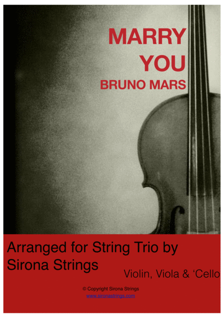 Free Sheet Music Marry You String Trio Violin Viola Cello