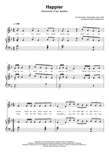 Free Sheet Music Marshmello Happier