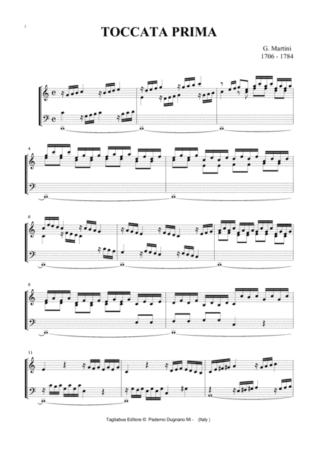 Martini G B Toccata For Organ Sheet Music