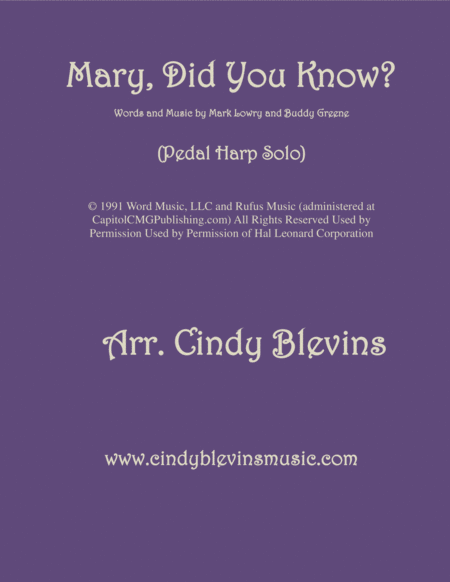 Free Sheet Music Mary Did You Know Arranged For Pedal Harp