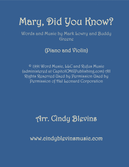 Mary Did You Know Arranged For Piano And Violin Sheet Music