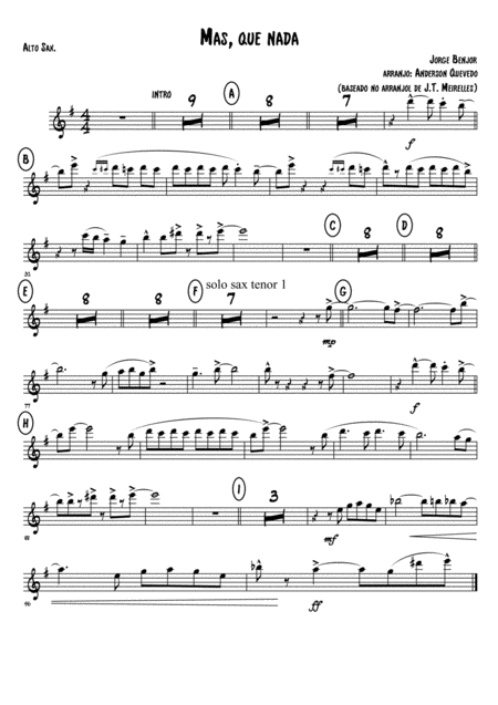 Mas Que Nada Alto Sax Sheet Music