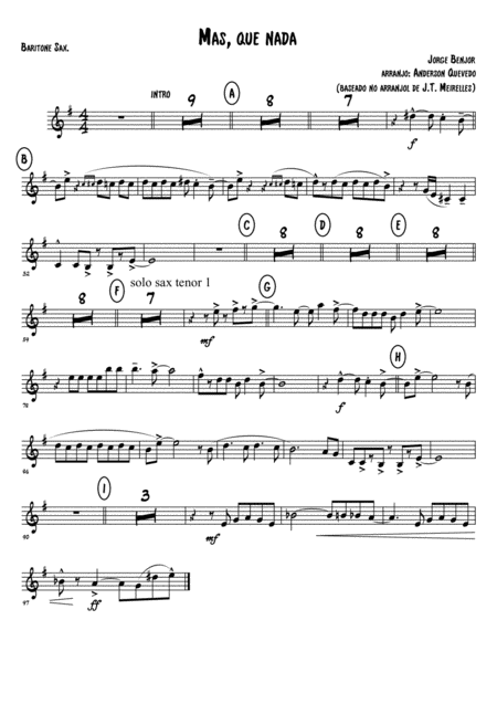 Mas Que Nada Baritone Sax Sheet Music