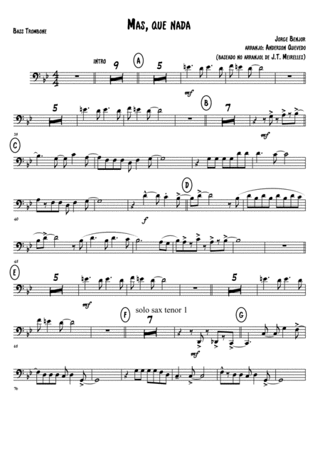 Mas Que Nada Bass Trombone Sheet Music