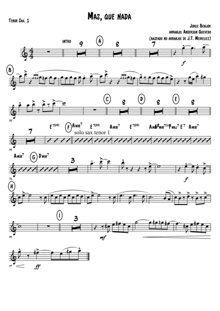 Free Sheet Music Mas Que Nada Tenor Sax 1