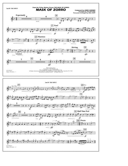 Mask Of Zorro Arr Jay Bocook 2nd Bb Trumpet Sheet Music