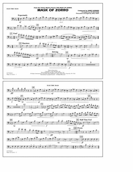 Mask Of Zorro Arr Jay Bocook Electric Bass Sheet Music