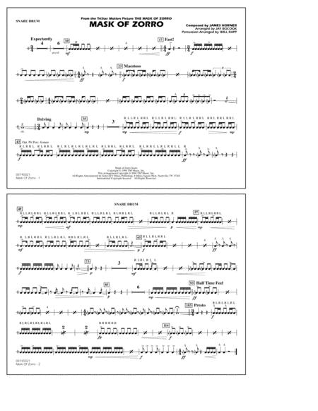 Mask Of Zorro Arr Jay Bocook Snare Drum Sheet Music